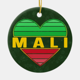 I Love Mali, Malian Heart Ceramic Tree Decoration