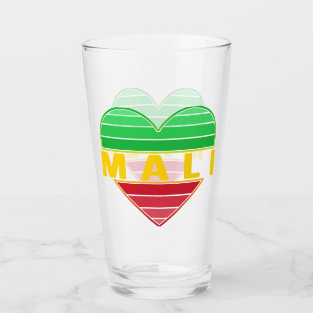I Love Mali, Malian Heart Glass (Front)