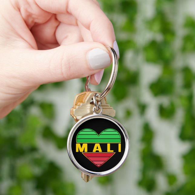 I Love Mali, Malian Heart Key Ring (Hand)