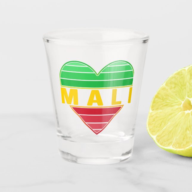 I Love Mali, Malian Heart Shot Glass (Front)