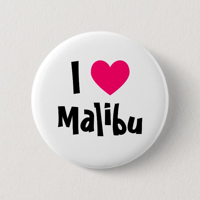I Love Malibu 6 Cm Round Badge (Front)