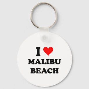 I Love Malibu Beach California Key Ring