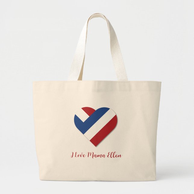 I Love Mama Ellen with Netherlands Heart Large Tote Bag (Front)