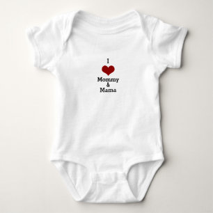 I love mama & mummy mum red heart baby bodysuit