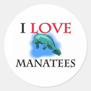 I Love Manatees Classic Round Sticker