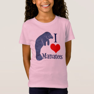 I Love Manatees Cute Beach Kids T-Shirt