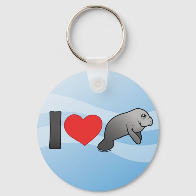 I Love Manatees Key Ring (Front)