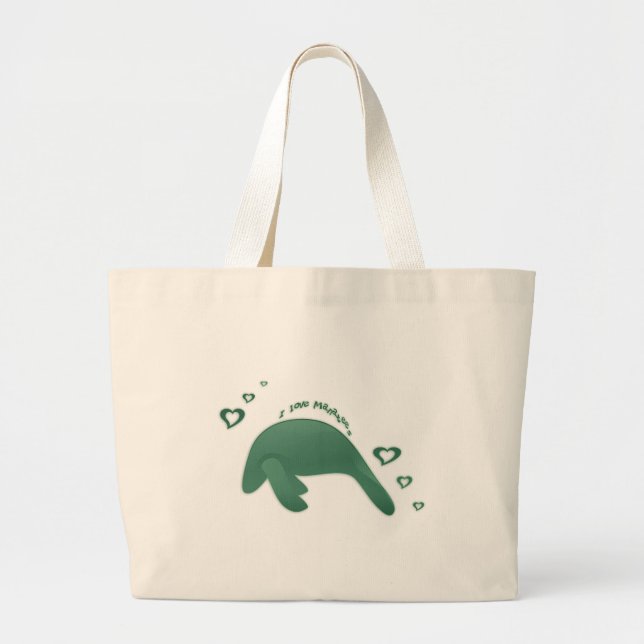 I Love Manatees Large Tote Bag (Front)