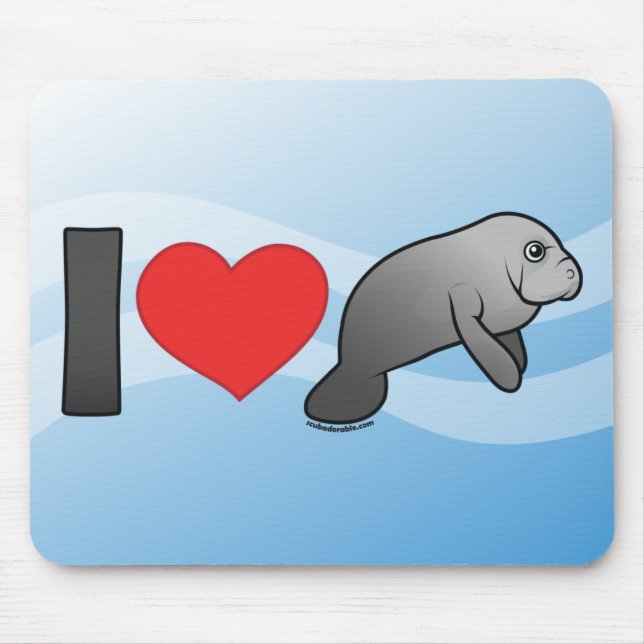I Love Manatees Mouse Mat (Front)