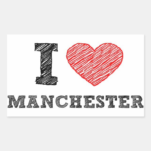 I-love-Manchester Rectangular Sticker (Front)
