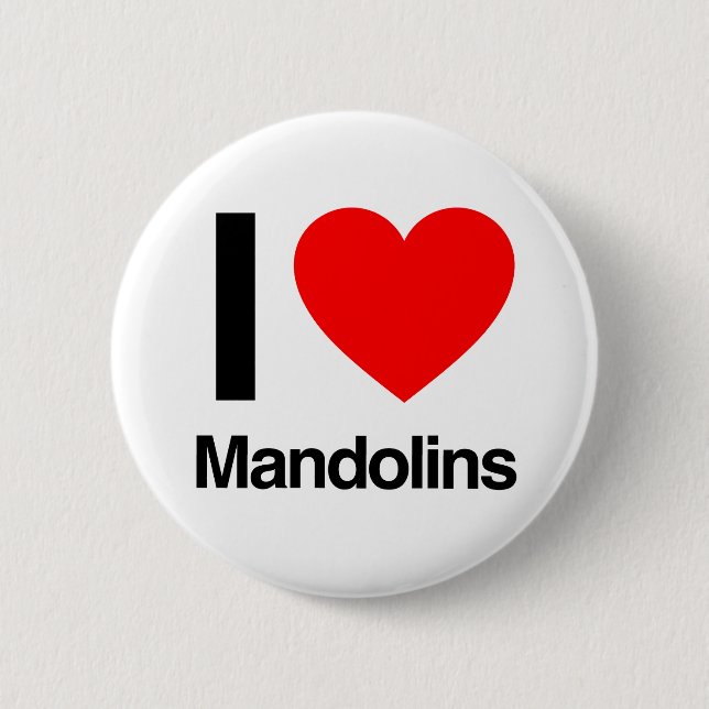i love mandolins 6 cm round badge (Front)