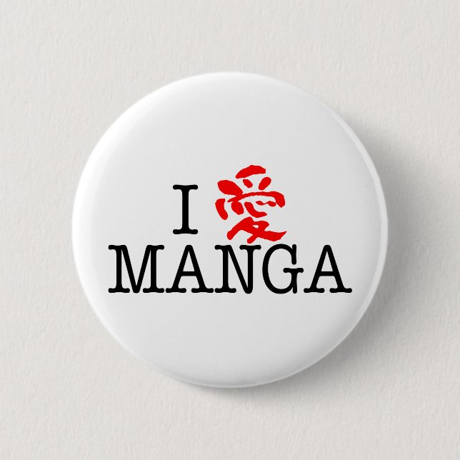 I Love Manga 6 Cm Round Badge (Front)