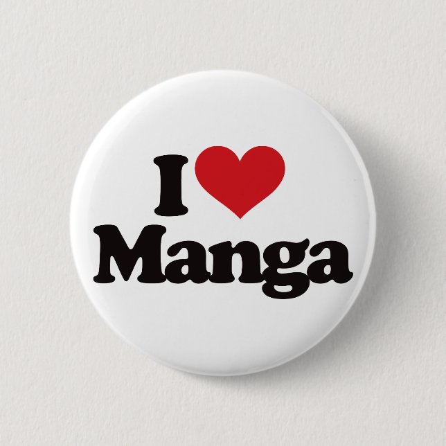 I Love Manga 6 Cm Round Badge (Front)