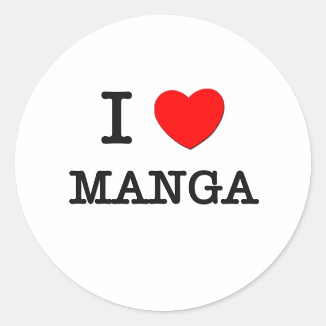 I LOVE MANGA CLASSIC ROUND STICKER (Front)