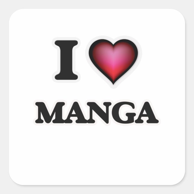 I Love Manga Square Sticker (Front)