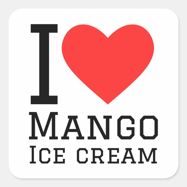 I love mango ice cream square sticker (Front)