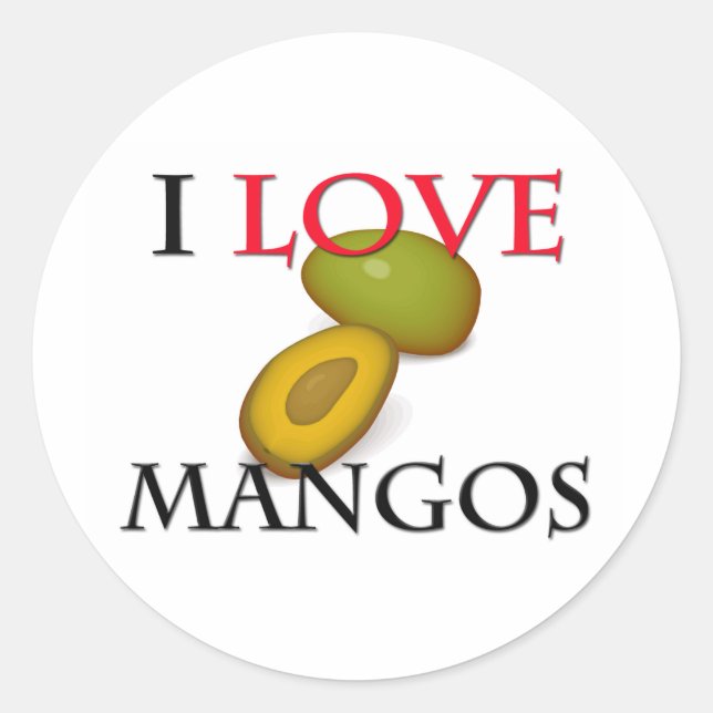 I Love Mangos Classic Round Sticker (Front)
