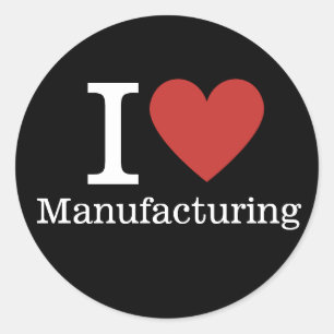I ❤️ Love Manufacturing (for Employees) CUSTOM Classic Round Sticker