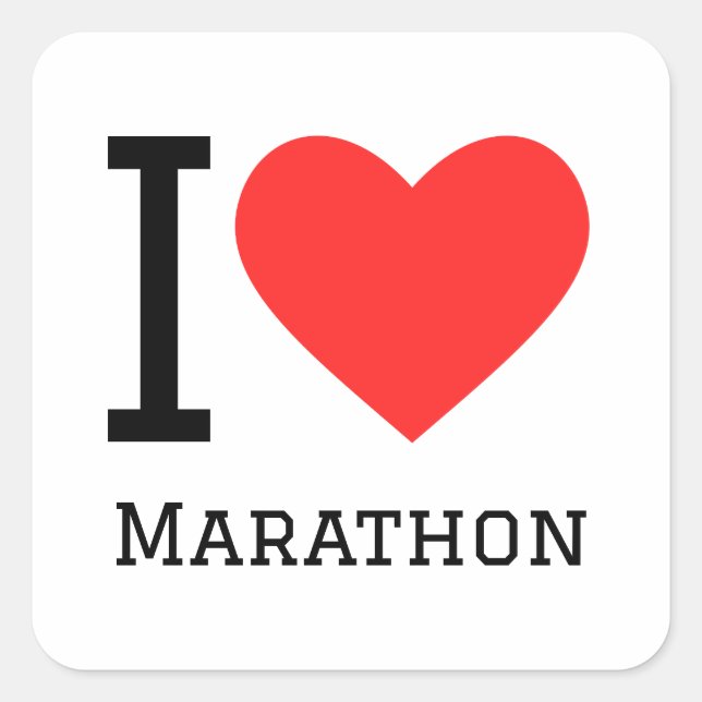 I love marathon square sticker (Front)