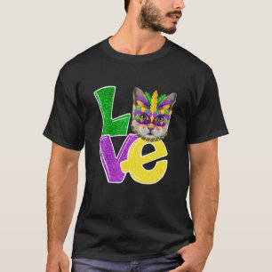 I Love Mardi Gras Costume Cat Kitten Funny Cat Lov T-Shirt