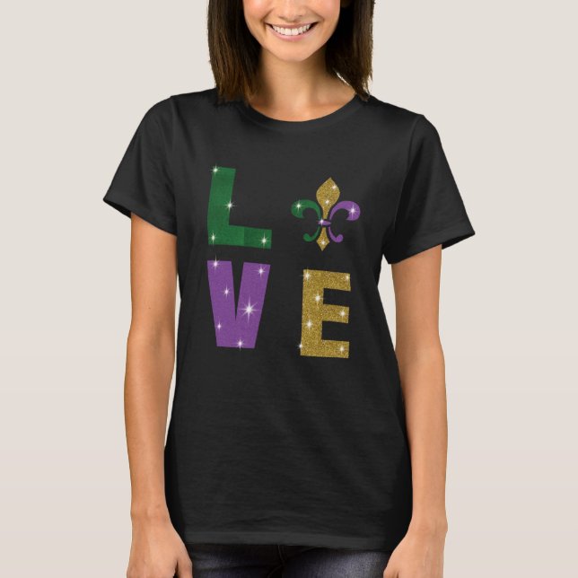 I Love Mardi Gras Costume Mardi Gras Outfit For Gi T-Shirt (Front)