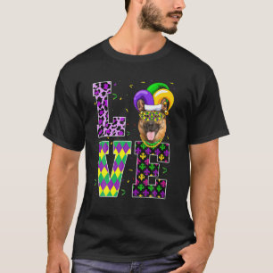 I Love Mardi Gras Festival Party German Shepherd D T-Shirt