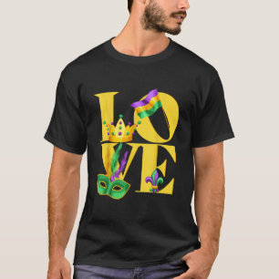 I love Mardi Gras flag crown Fleur de lis Mardi Gr T-Shirt