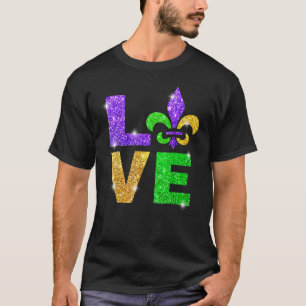I Love Mardi Gras Fleur de Lis Men Women Costume T-Shirt