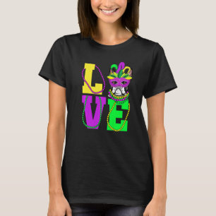 I Love Mardi Gras Funny Boston Terrier Dog Mask Co T-Shirt