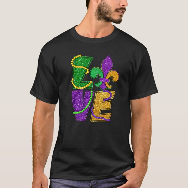I Love Mardi Gras Funny Glitter Mardi Gras Women G T-Shirt (Front)
