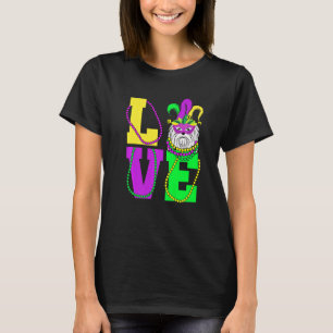 I Love Mardi Gras Funny Maltese Dog Mask Costume T-Shirt