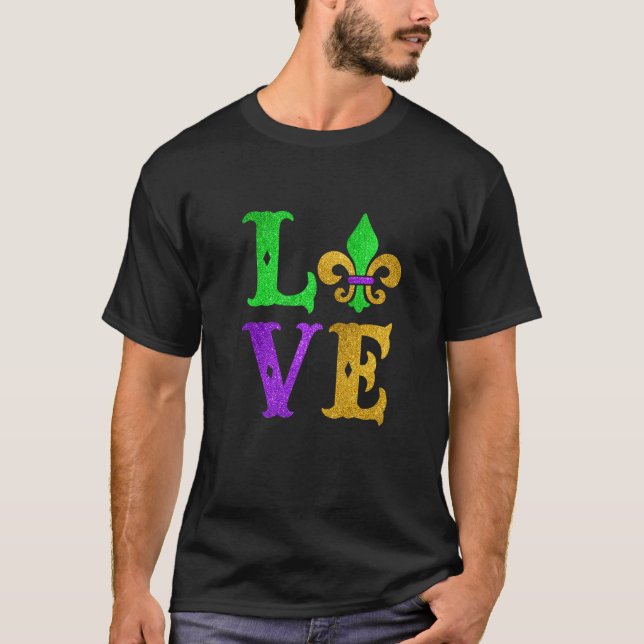 I Love Mardi Gras Funny Mardi Gras Fleur De Lys Fe T-Shirt (Front)