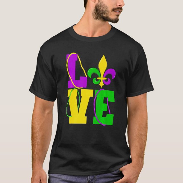 I Love Mardi Gras Funny Mardi Gras Party Celebrati T-Shirt (Front)