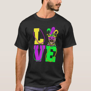 I Love Mardi Gras Funny Yorkshire Terrier Dog Mask T-Shirt