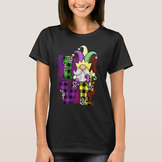 I Love Mardi Gras Gnomes With Fleur de Lis  Men Wo T-Shirt (Front)