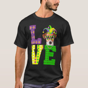 I Love Mardi Gras Jack Russell Terrier Dog Men Wom T-Shirt