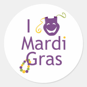 I Love Mardi Gras Parade Classic Round Sticker