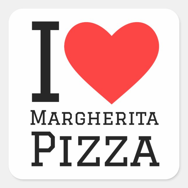I love margherita pizza square sticker (Front)