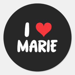 I Love Marie - Heart - Name  Classic Round Sticker