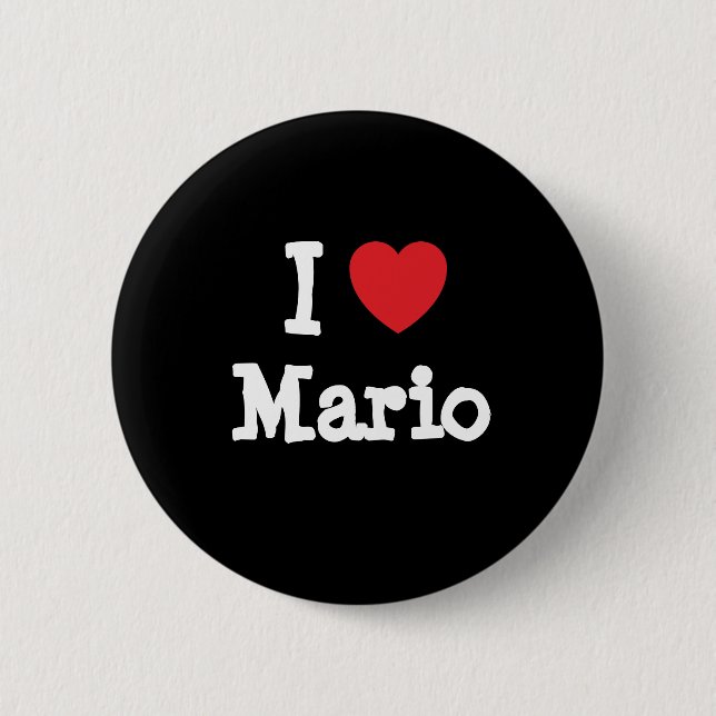 I love Mario heart custom personalised 6 Cm Round Badge (Front)
