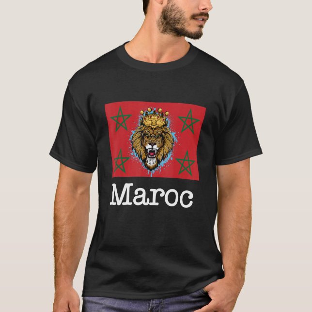 I Love Maroc Cool Morocco Lions Illustration Graph T-Shirt (Front)