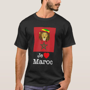 I Love Maroc, Cool Morocco Lions with Flag Illustr T-Shirt