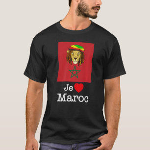 I Love Maroc, Cool Morocco Lions with Flag Illustr T-Shirt