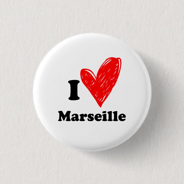 I love Marseille 3 Cm Round Badge (Front)