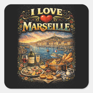 I love Marseille Square Sticker