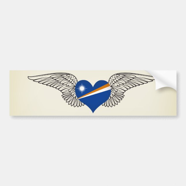 I Love Marshall Islands -wings Bumper Sticker (Front)