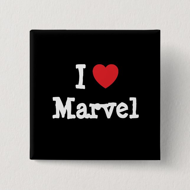 I love Marvel heart T-Shirt 15 Cm Square Badge (Front)