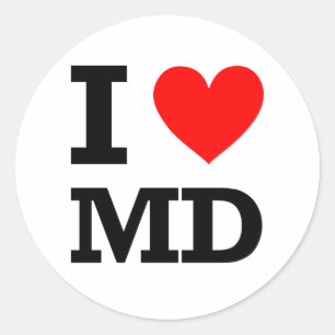 I Love Maryland Design Classic Round Sticker