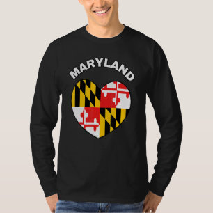 I Love Maryland MD State Flag Heart Baltimore Hon  T-Shirt