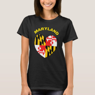 I Love Maryland MD State Flag Heart Baltimore Hon T-Shirt